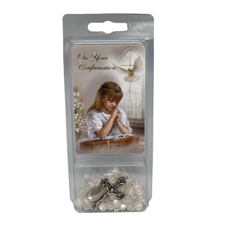 Confirmation Rosary & Prayer Card Set Girl • My Party Box - Religious Gift