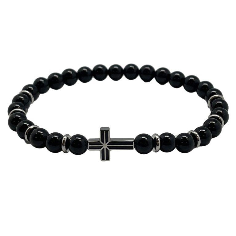 Hematite Bracelet With Stainless Steel Cross • My Party Box-Religious Gifts